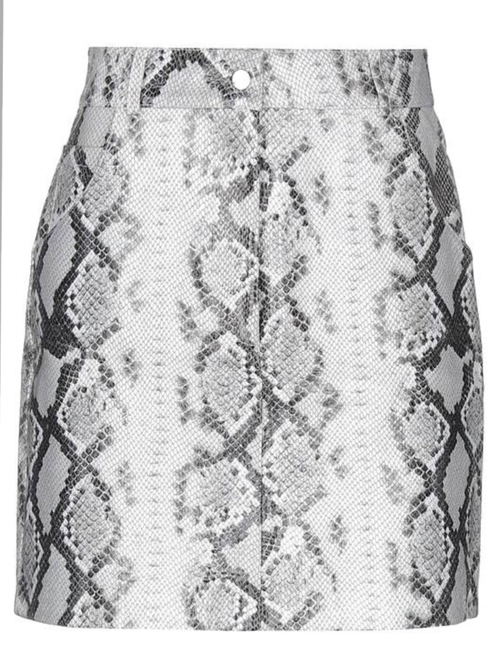 Maje Snake Print Leather Mini Skirt - White/Gray